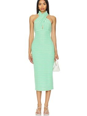 Amanda Uprichard Conchita Dress in Green & White Small NWOT